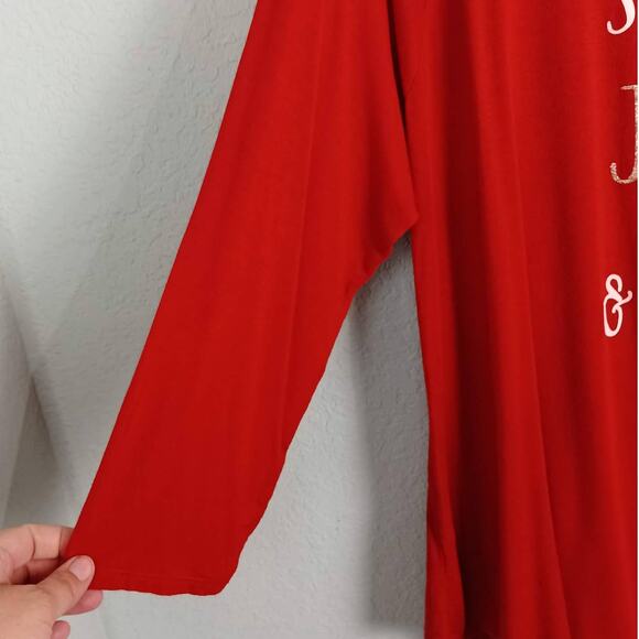 C EST. 1946 Womens XL Red Burnt Orange Graphic Print Tunic Top Shirt 3/4 Sleeve - Picture 4 of 6